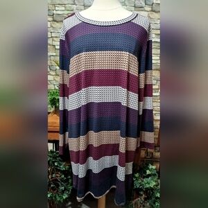 Womens 3X NANU Striped Colorblock Long‎ Sleeved Tunic